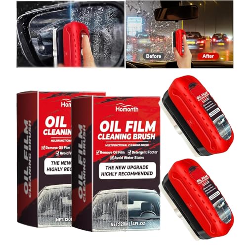 2 Pack Automotive Oil Film Cleaning Brush for Windshield, Car Glass Oil Film Remover with Hydrophobic Coating, Rain Repellent Windshield Cleaner Tool Improves Driving Visibility