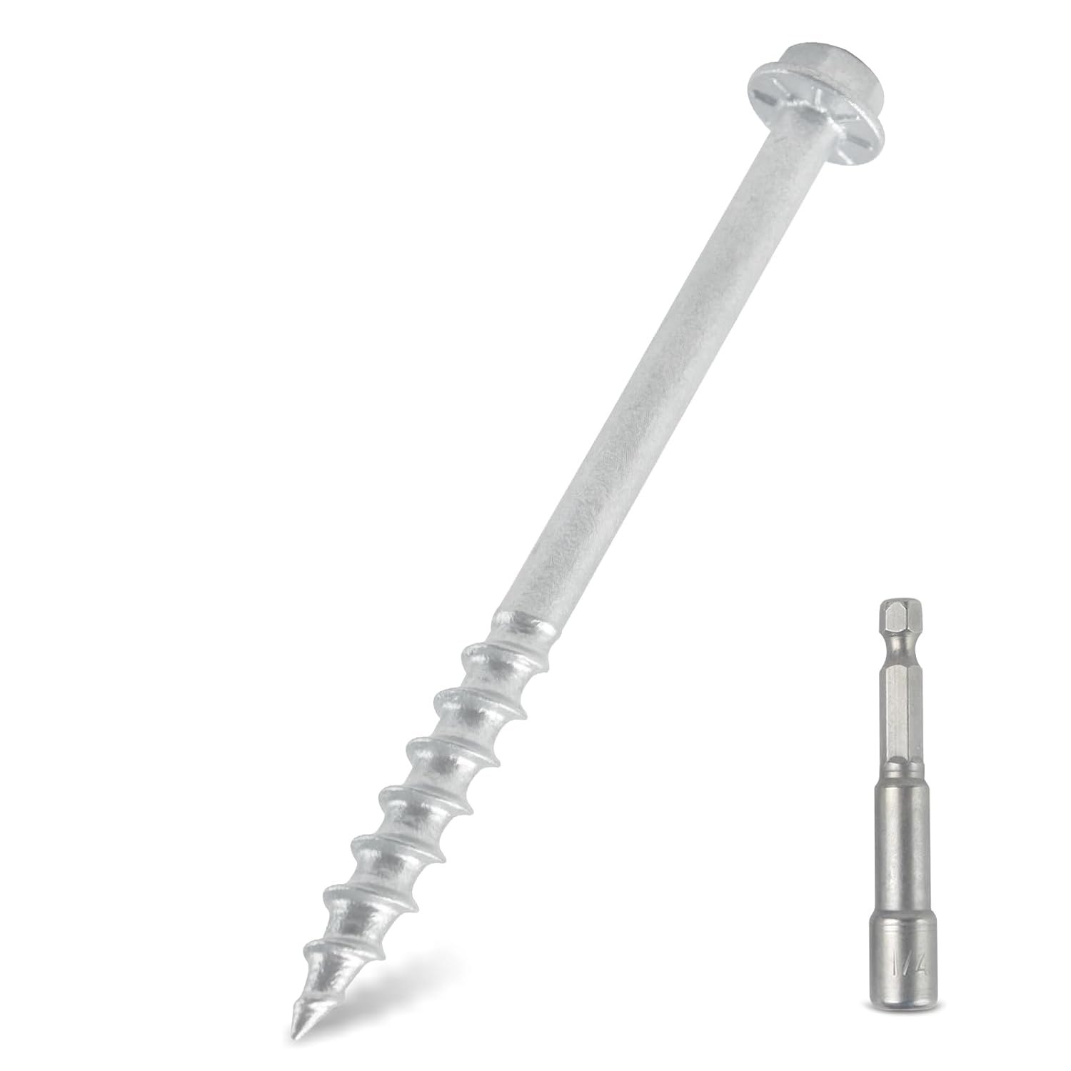 #10 x 2-1/2“ SD Connector Screws, Joist Hanger Screws 1/4" Hex Head with 0.380"-Dia, Mechanical Galvanized,for Construction, Home Improvement (500PCS)
