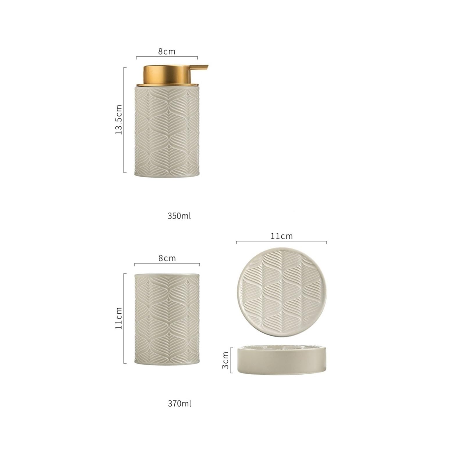 Dispenser Di Sapone Set creativo da bagno in ceramica composto tre pezzi, tra cui dispenser di sapone, bicchiere for collutorio e portasapone