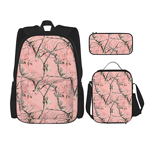 Sac à dos personnalisé imprimé feuilles camo ensemble 3 pièces sac de voyage noir