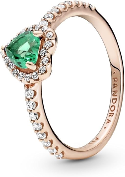 Pandora anello da donna in argento con pietra verde a forma di cuore 188421C03