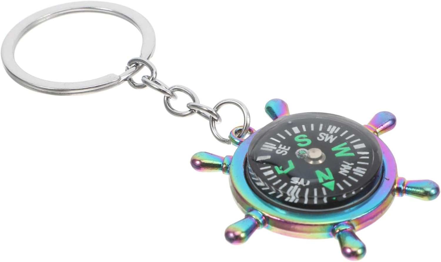 Operitacx Compass Keychain Creative Wheel Design Liquid-filled Pendant for Backpack Car Keys Camping Hiking Keyring Charm for Halloween Party Favors