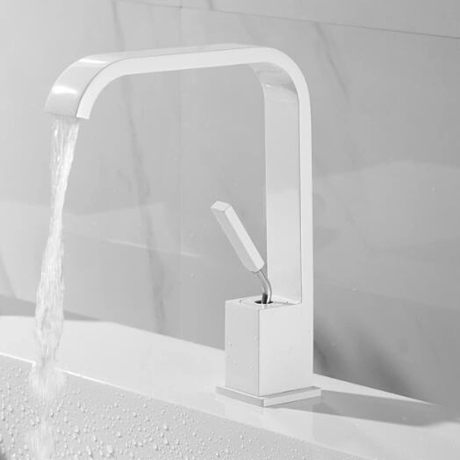 COSZWQDP Basin Faucets Waterfall Brass Hot Water and Cold Washbasin Faucet Bathroom Faucet-Black(Nero)