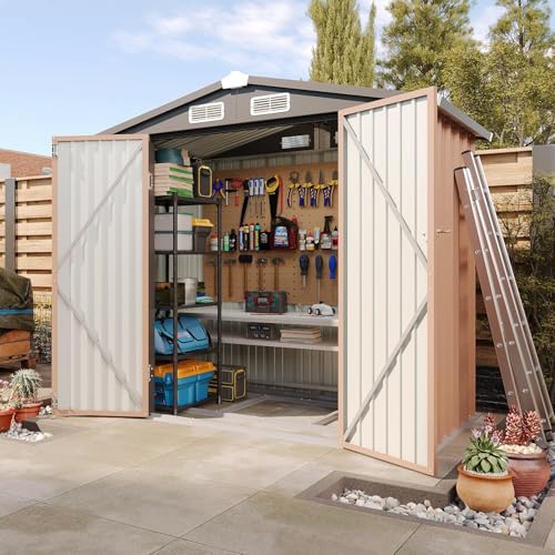 Aoxun 6'x4' Outdoor Metal Storage Shed with Lockable Door- Ideal for Tools,...