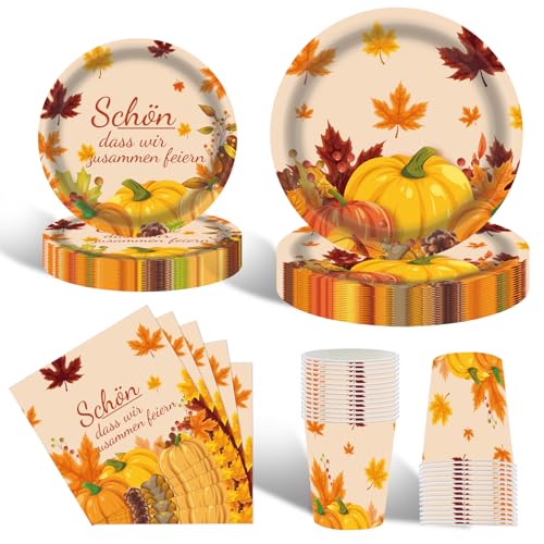 HFBOBP 80 Stück Herbst Party Geschirrset, Ahornblatt Pappteller,...
