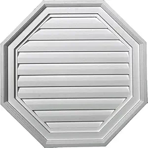 Ekena Millwork GVOC22X22D 22-inch W x 22-inch H x 2 1/8-Inch P Octagon Gable Vent Louver, Decorative