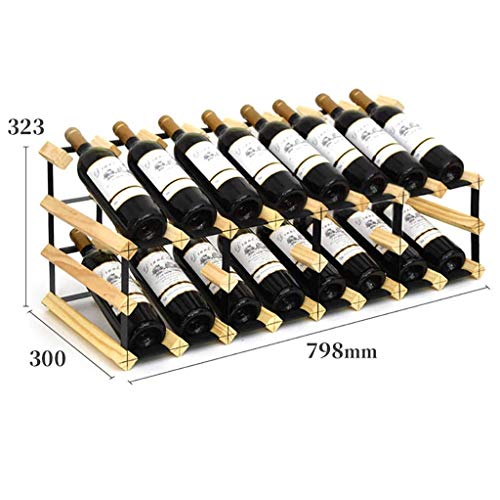 Soporte para 16 botellas de vino de madera natural miniatura 2