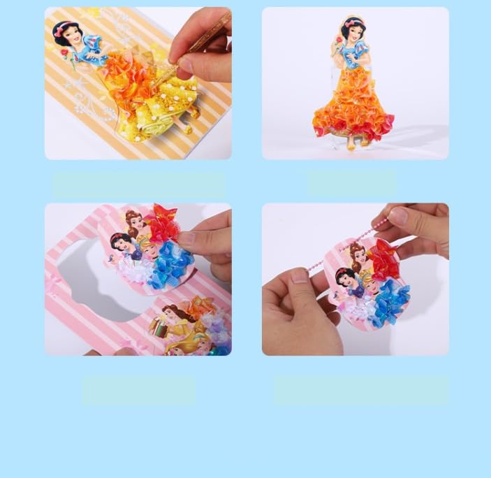 Image of TINY TOYS CO DIY Fabric Poke Fun Kits for Kids 4-8years Old Mess Free No Glue, No Scissors Craft Kits - 6 Designs, 2 Scenery (Fabric Poke Fun - Princess)