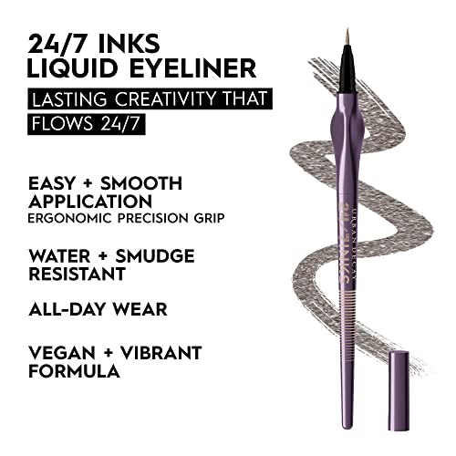 Urban Decay 24/7 Ink Eyeliner Pen, Water and Smudge Resistant, Long Lasting, Vegan, Brush tip, Shade: Oil Slick (Gunmetal), 1g - Image 3