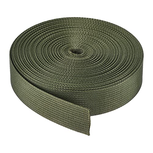 Image of MECCANIXITY Flat Nylon Webbing Strap 1 Inch 10 Yards Olive for Backpack, Luggage-rack