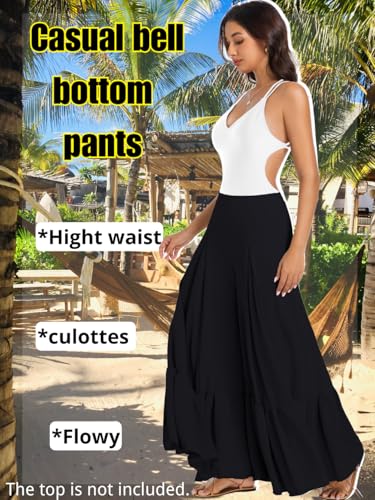 Kaei&Shi Women Casual Palazzo Loose Pants,Flowy Ruffle Wide Leg Baggy Pant Summer2