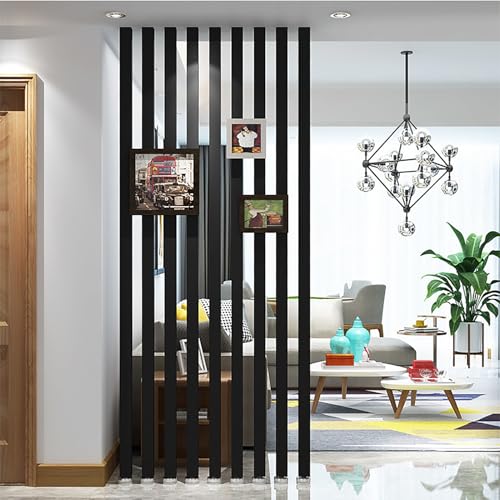 GAOXIAO Listones de Madera Decorativos Separador de Ambientes, Hierro Separador de Espacios, Forjado Separadores de Habitaciones Colgantes para Decoración de Hogar Hotel Black 90 x 5 x 5cm