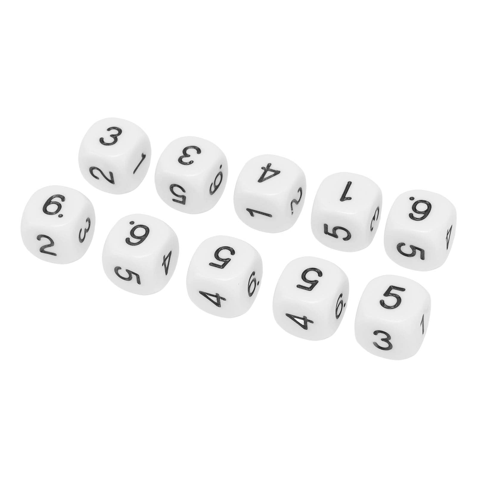 Set di 20 dadi a sei facce da 16 mm |Dadi numerici in plastica con angoli arrotondati per giochi di matematica/giochi da tavolo/insegnamento |Dadi poliedrici robusti con (White)