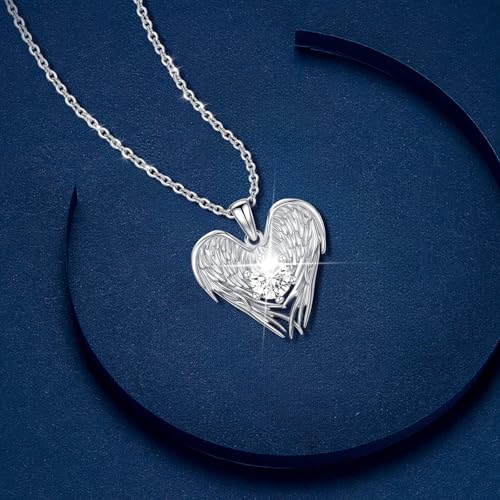 Wings Moissanite Pendant Necklaces for Women,2 Carats,925 Sterling Silver Necklace,Anniversary Present or Valentine Christmas Mothers Day Birthday Jewelry Gifts for Mom Wife Her Girlfriend3