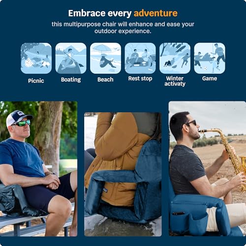 Reclining Stadium Seats for Bleachers with Back Support – Wide Bleacher Chair Cushion, Armrests, Large Pockets, and Multiple Safety Features – Best Stadium Seat Chairs for Camping, Kayak Backs & More by Alpcour - Used condition - Image 7