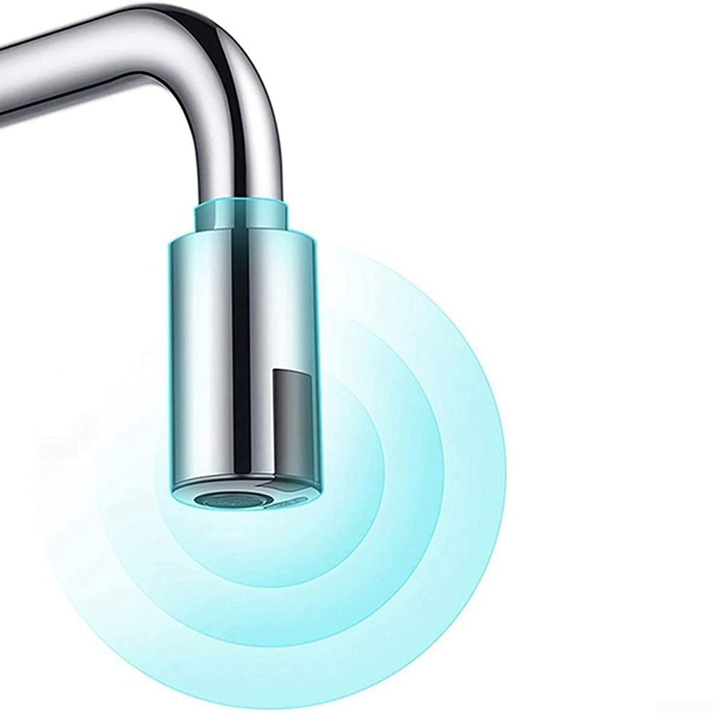 Grifo de infrarrojos para baño con sensor, compatible con rosca M22/para rosca M24, con alcachofa extensible y modo de chorro de burbujas, para lavabo, baño, lavabo de mano (alambre drawing)