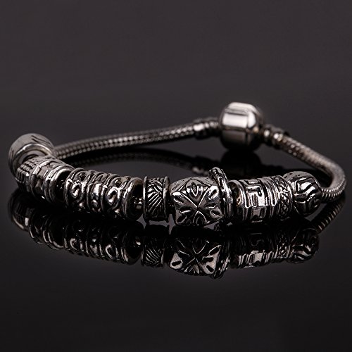 Rubyca Tibetan Silver Tone Color Spacer Loose Beads And 1Pcs European Charm Bracelet Mix 100Pcs Diy #TOP3