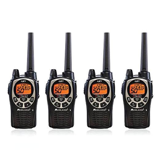 Midland GXT1000VP4 50 Channel GMRS Two-Way Radio - Up to 36 Mile Range Walkie Talkie - Black/Silver (Pack of 4)