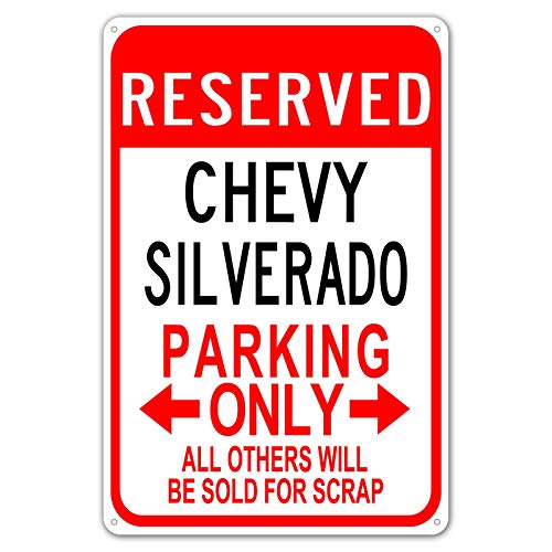 NINGFEI Tin Signs Chevy Silverado Parking Sign Metal Decor for Bar Man Cave Home Wall Art 8 x 12 inches Decorative Sign