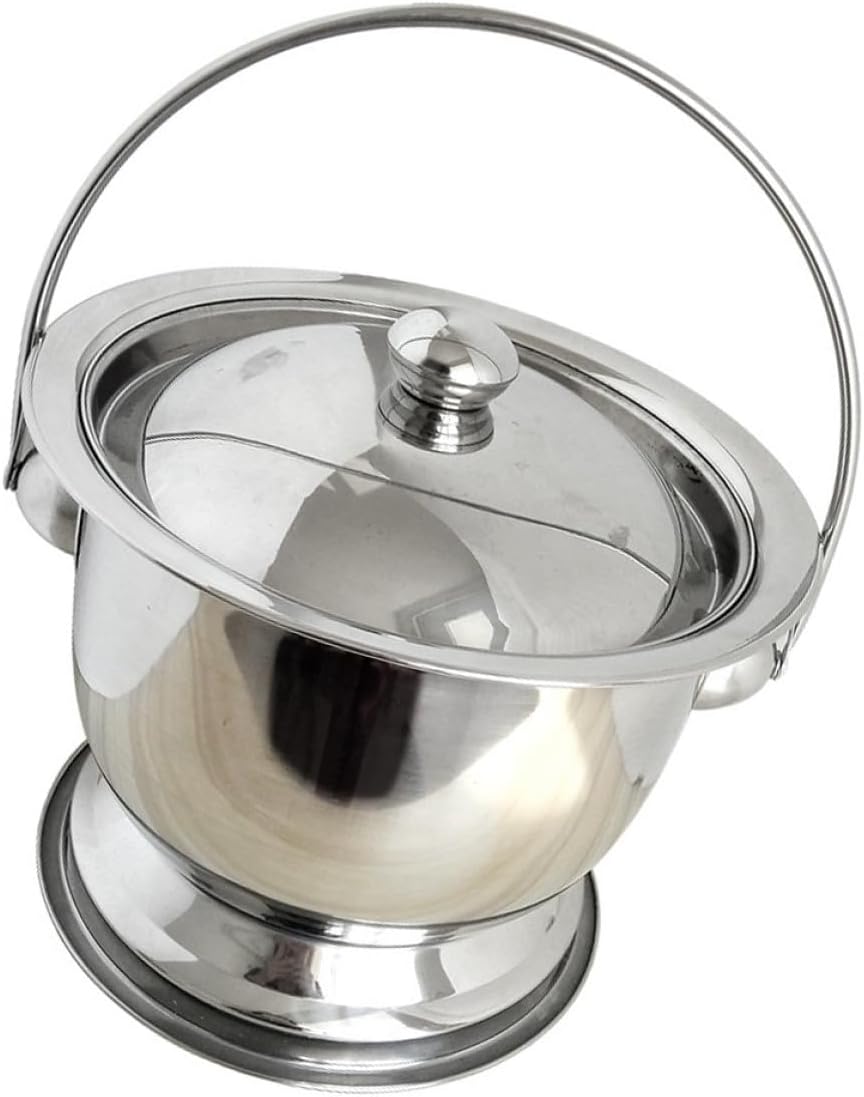 Veemoon Portable Urinal Bucket with Lid Stainless Steel Urine Pot Chamber Pot for Home Use Bedside Spittoon Suitable for Elderly Men Women