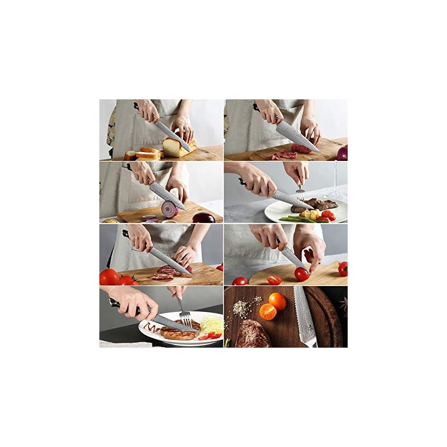 Kitchen-Damascus-Knife-Set-15-Piece-Kitchen-Knife-Set-with-Block-ABS-Ergonomic-Handle-for-Chef-Knife-Set-and-Serrated-Steak-Knives-Knife-Sharpener-and-Kitchen-Shears-Beechwood-Block Damascus Kitchen Knife Set, 15-Piece Kitchen Knife Set with Block, ABS Ergonomic Handle for Chef Knife Set and Serrated Steak Knives Knife Sharpener and Kitchen Shears, Beechwood Block