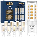 Brantoo G9 LED Bulb Dimmable 2700K Warm White, T4 4W Replacement for 40 Watts Halogen, Flicker-Free, Ceramic Bi-pin Base, GU9 Light Bulbs for Chandeliers & Lamps, 8 Pack