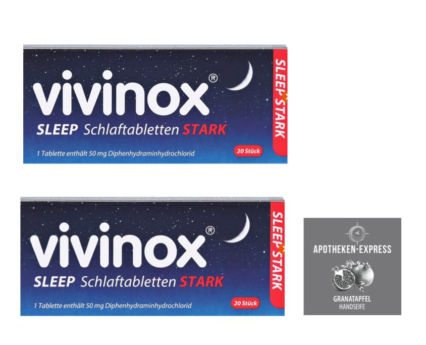 Vivinox stark Schlaftabletten 2 x 20 Tabletten inkl. Granatapfel Handseife von Apotheken-Express