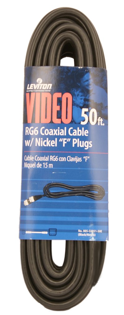 Câble coaxial RG6 Leviton C6851-50E pour l'installation TV du salon