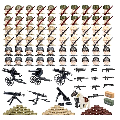 XAPUNK WW2 Military Minifigures Toys for Kids, Army Men War 2 Soldier Action Figures Set, Army Battle WW2 Playset with Weapons, Christmas Birthday Military Toy Gifts for Kids