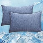 Cooling Pillow Cases Zipper Pillow Covers Q-Max > 0.45 Zippered Pillowcases for Hot Sleepers Night Sweats, Soft, Breathable, Skin-Friendly, Pillow Covers 2 Pack, 50 X 66 CM, Blue