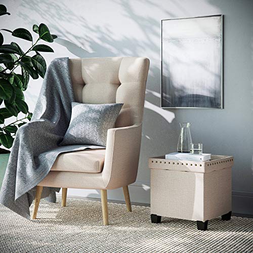 Nathan James 71103 Payton Foldable Storage Ottoman Footrest And Seat Cube, Beige #TOP5