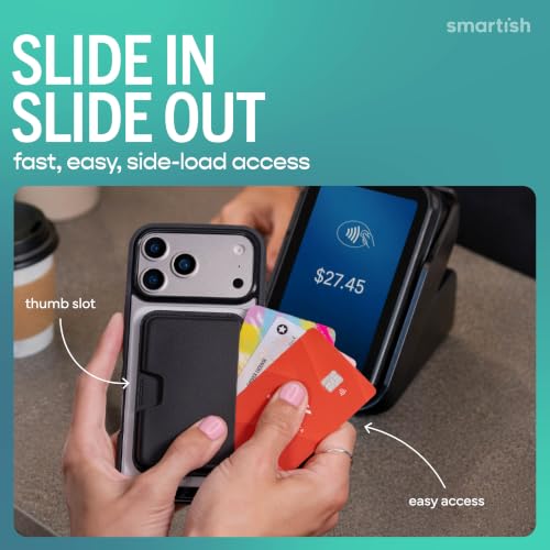 Image of Smartish MagSafe Wallet - Side Hustle Classic - Vegan Leather Slim Detachable Magnetic Card Holder Qi2 Certified iPhone MagSafe Wallet for Apple iPhone 17 /16 /15 /14 /13 /12 Models - Black Tie Affair