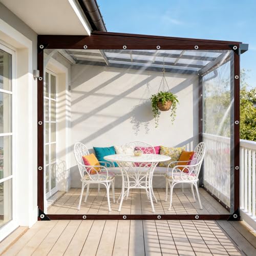 Lona impermeable para muebles de jardín transparente y resistente a la lluvia 2