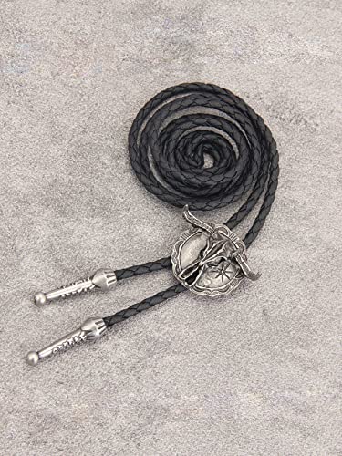 Image of Jeilwiy Bolo Tie for Men Western Cowboy Tie Necklace Gold Bolo Tie Leather Necktie Halloween Tie Accessories for Women