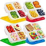 Irrmshr 10 Pack Reusable Plastic Snack Bento Boxes,4-Compartment Lunch Containers,Divided Food Storage Container with Lid for Travel,School,Work