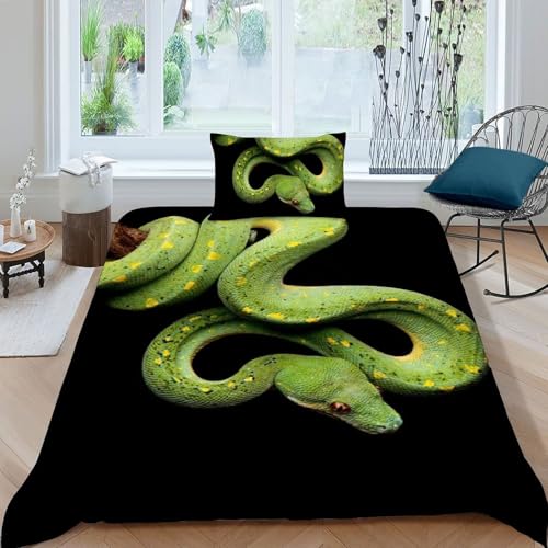 Housse de couette serpent relief 3D microfibre douce lit garçon - 3