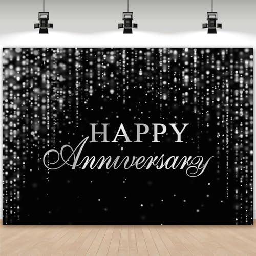 Fondo Fotográfico Happy Anniversary 7x5ft Plata miniatura 5