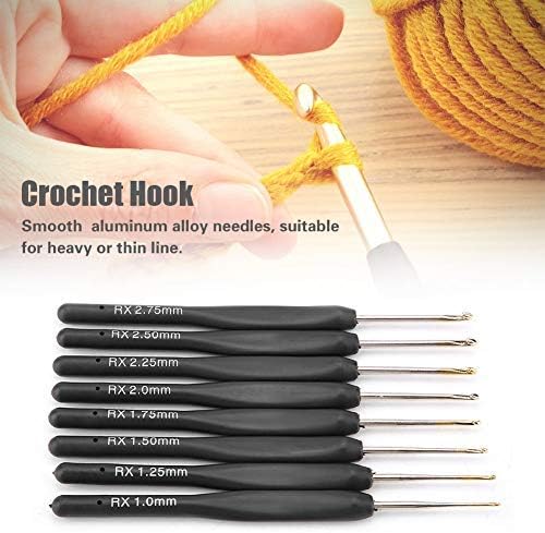 8Pcs Black Fine Soft Handle Crochet Hooks Set, 1mm 1.25mm 1.5mm 1.75mm 2mm 2.25mm 2.5mm 2.75mm Plastic Knitting Crochet Hooks Ergonomic