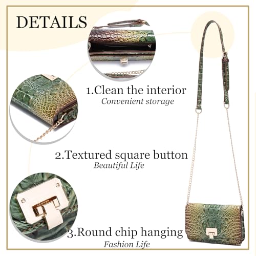 Image of Makcr Joacbv Small Crocodile Crossbody Cell Phone Purse for women Vegan Leather Clutch Wallet with Leather Shoulder Strap | Small