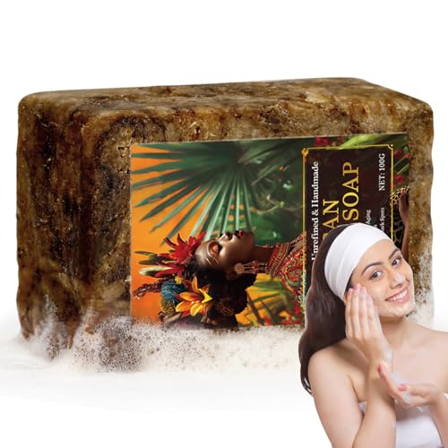 Jabón negro africano: ingredientes de base natural barras de jab-ón hidratantes | Barras de ja-bón de cuerpo tradicionales hechas a mano | Barra de jabón natural para áreas secas de hidratos y ayuda a