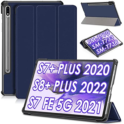 KATUMO Case for Samsung Galaxy Tab S7 FE / S8 Plus/ S7 Plus 12.4-Inch, with Auto Wake-up Stand Slim Case for Tablet Samsung S8+2022/S7 FE 2021/S7+2020 Smart Tablet Cover T730/T735/T736/T738