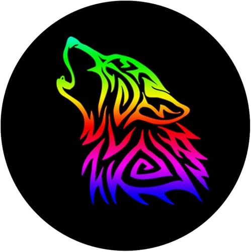 Miniatura 5 de Wolf Lone Wolf Pack Howling Gray Wolf Rainbow Black PopSockets Grip and Stand para teléfonos y tabletas, Negro