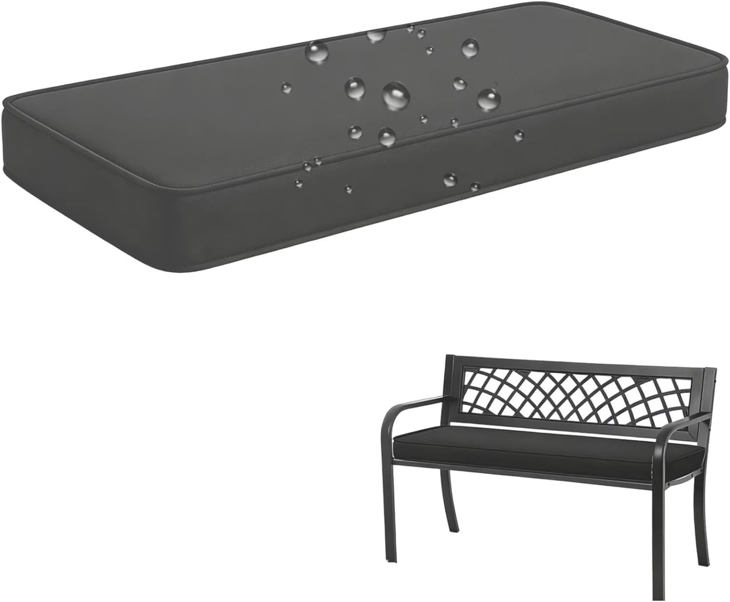 Coussin pour banc de jardin extérieur amovible gris contre l'affaissement des assises