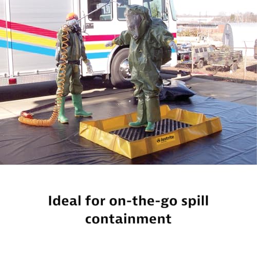 Image of Justrite QuickBerm Lite, 8' x 8' x 8 inch Folding Oil Spill Containment Berm, 318 Gallon Spill Capacity, PVC Coated Fabric, Made in The USA, Yellow, 28566