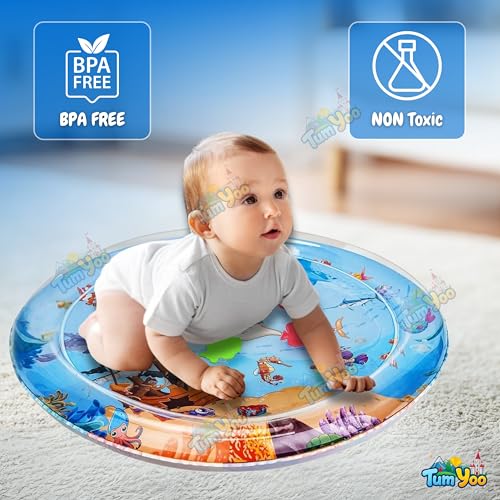 Image of Baby Water Play Mat for Babies 0-12 Months | Tummy Time Water Mat | Inflatable Sensory Water Bed for Baby | Early Development Toy for Newborn | BPA Free