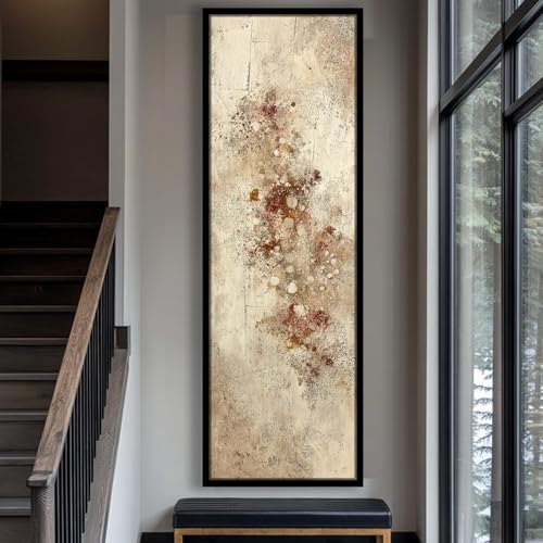 Euvre d'art longue et étroite vertical salon tableau sur toile 35x105 cm moderne