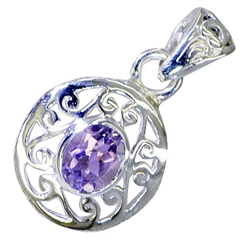 Améthyste naturelle de qualité supérieure sur pendentif argent ovale