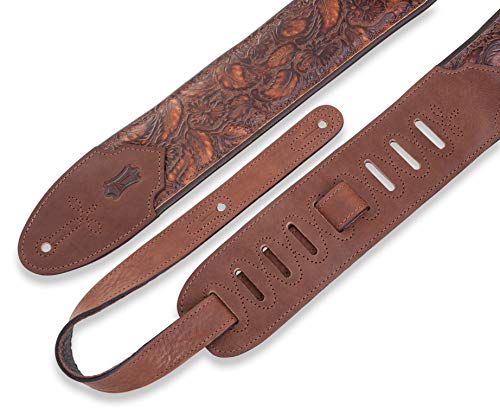 Levy's Leathers Sundance 3" Wide Embossed Leather Guitar Strap; Western Series - Geramium Whiskey (M4Wp-006) #TOP1