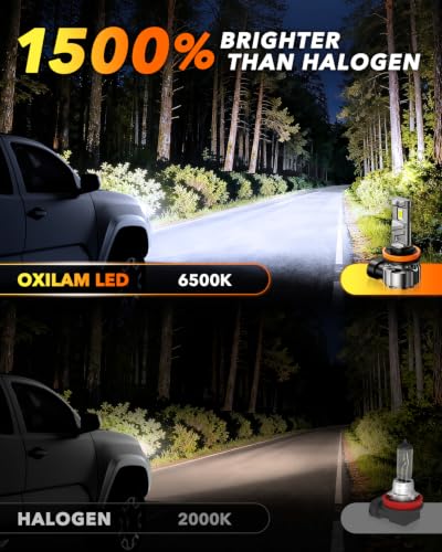 Image of OXILAM H11 LED Bulbs, 15X Brighter 6500K Cool White, Anti-Flicker, 60,000Hrs Lifespan, Plug and Play, IP68, H8 H9 H16 LED Light Compatible with Cars Trucks SUVs, Pack of 2