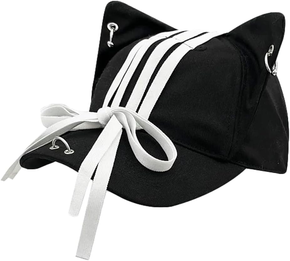 Y2k Iron Ring Trucker Hat for Women Cat Ear Baseball Caps Bowknot Visor Cap Grunge Aesthetic Hat 2026